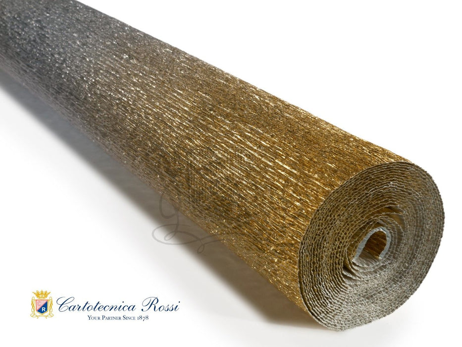 8023 Metalized Nuance Italian Crepe Paper 180g Gold Silver Gradient