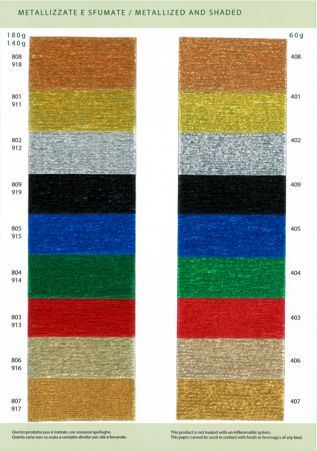 Catalogue: Crepe paper 180g \ 140g \ 60g - Metallic and Shaded