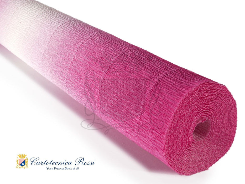 6001 Nuance Italian Crepe Paper 180g White - Fuchsia