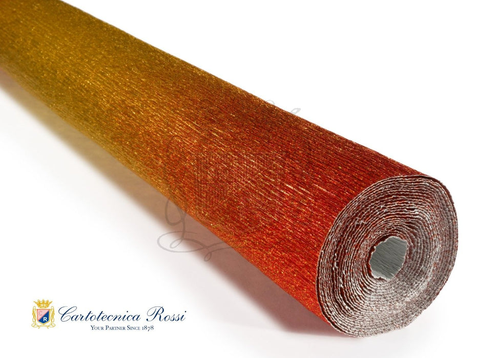 8011 Metalized Nuance Italian Crepe Paper 180g Gold - Red Gradient