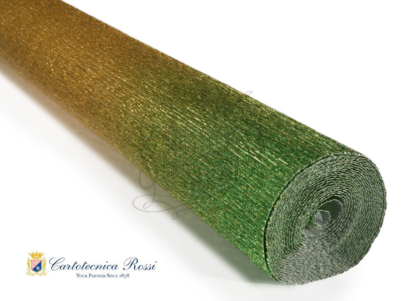 8012 Metalized Nuance Italian Crepe Paper 180g Gold - Green Gradient