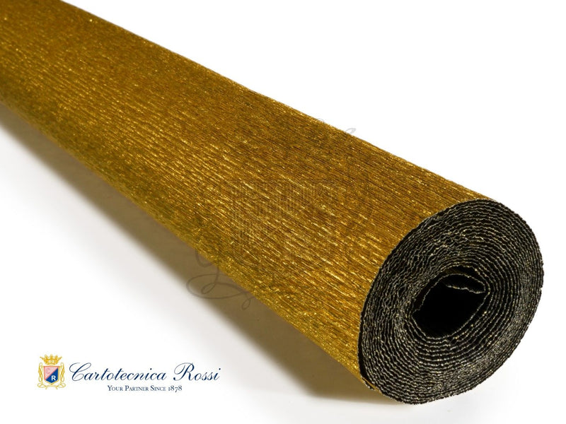 8017 Metalized Bicolor Italian Crepe Paper 180g Gold & Dark Brown