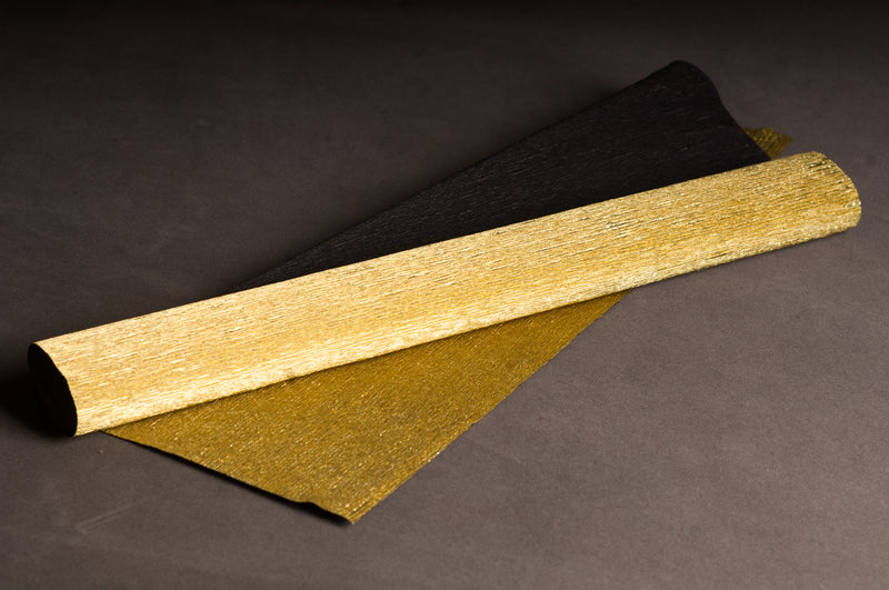 Metalized Bicolor Italian Crepe Paper 180g 8017 Gold & Dark Brown