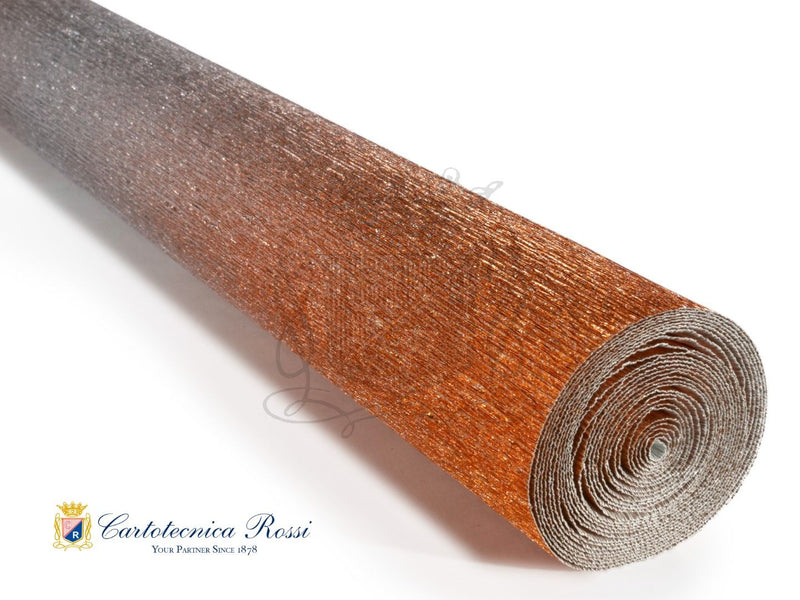 8024 Metalized Nuance Italian Crepe Paper 180g Silver - Red Gradient