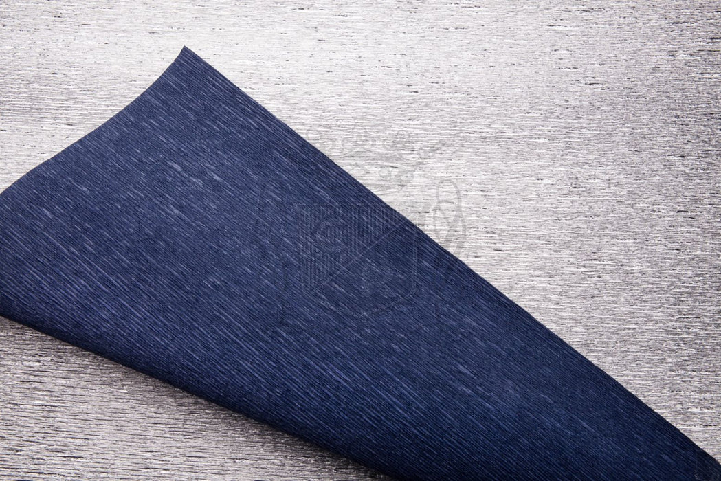 8027 Metalized Bicolor Italian Crepe Paper 180g Silver & Dark Blue